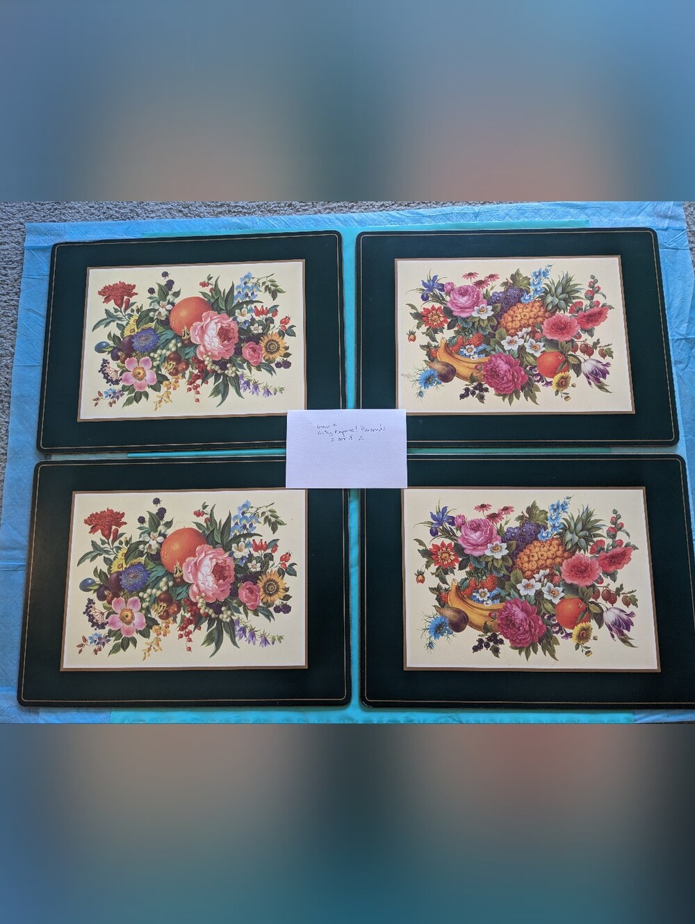 Vintage Pimpernel Floral Placemats 2 Set Of 2 Flowers Fruit Pre-owned Group 2